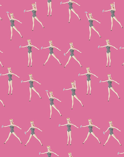 'Vintage Barbie™ in Motion' Wallpaper by Barbie™ - Berry