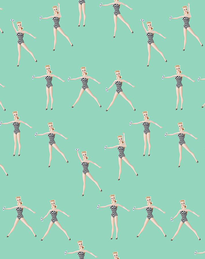 'Vintage Barbie™ in Motion' Wallpaper by Barbie™ - Caribbean