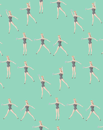 'Vintage Barbie™ in Motion' Wallpaper by Barbie™ - Caribbean