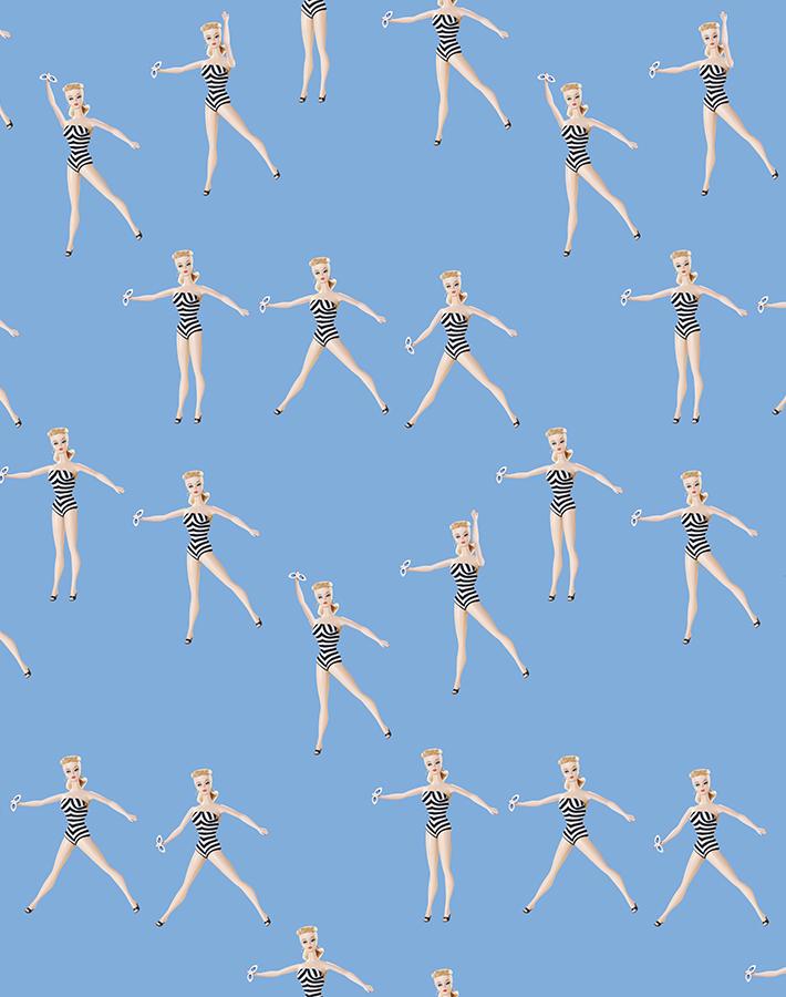 'Vintage Barbie™ in Motion' Wallpaper by Barbie™ - Denim