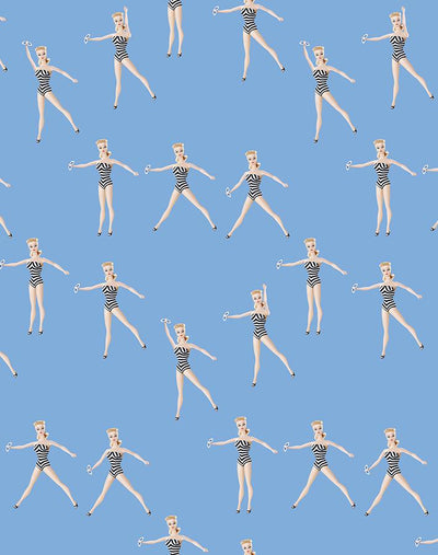 'Vintage Barbie™ in Motion' Wallpaper by Barbie™ - Denim
