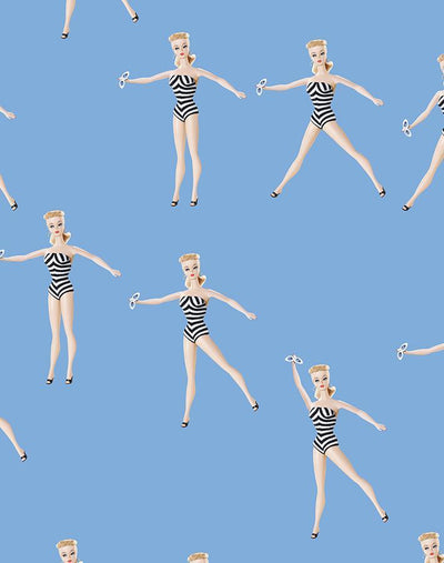 'Vintage Barbie™ in Motion' Wallpaper by Barbie™ - Denim