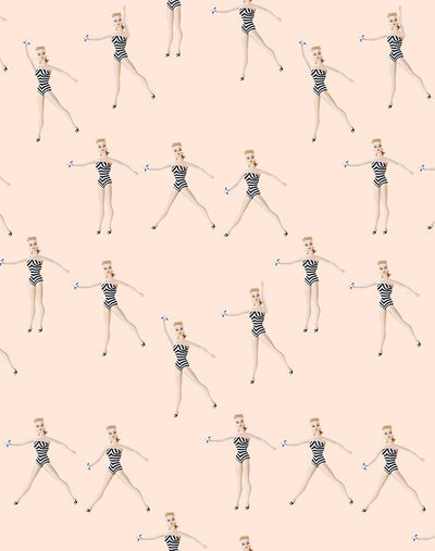 'Vintage Barbie™ in Motion' Wallpaper by Barbie™ - Peach