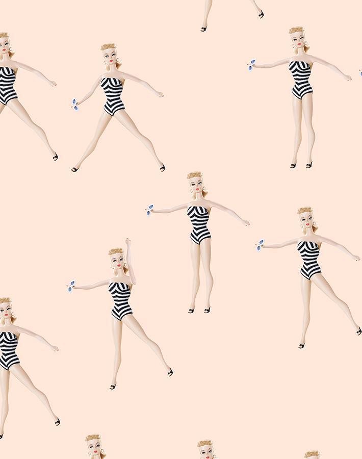 vintage barbie in motion wallpaper by barbie peach