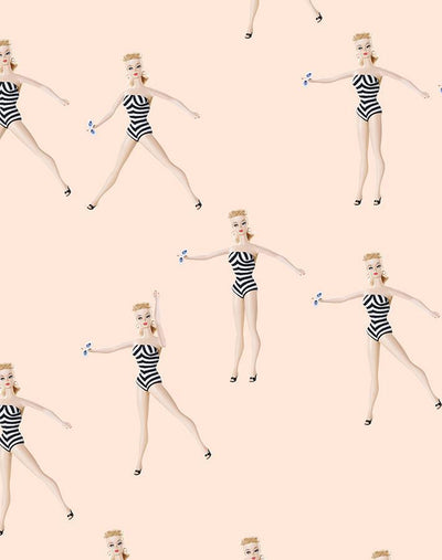vintage barbie in motion wallpaper by barbie peach