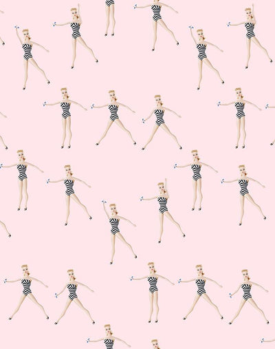'Vintage Barbie™ in Motion' Wallpaper by Barbie™ - Pink