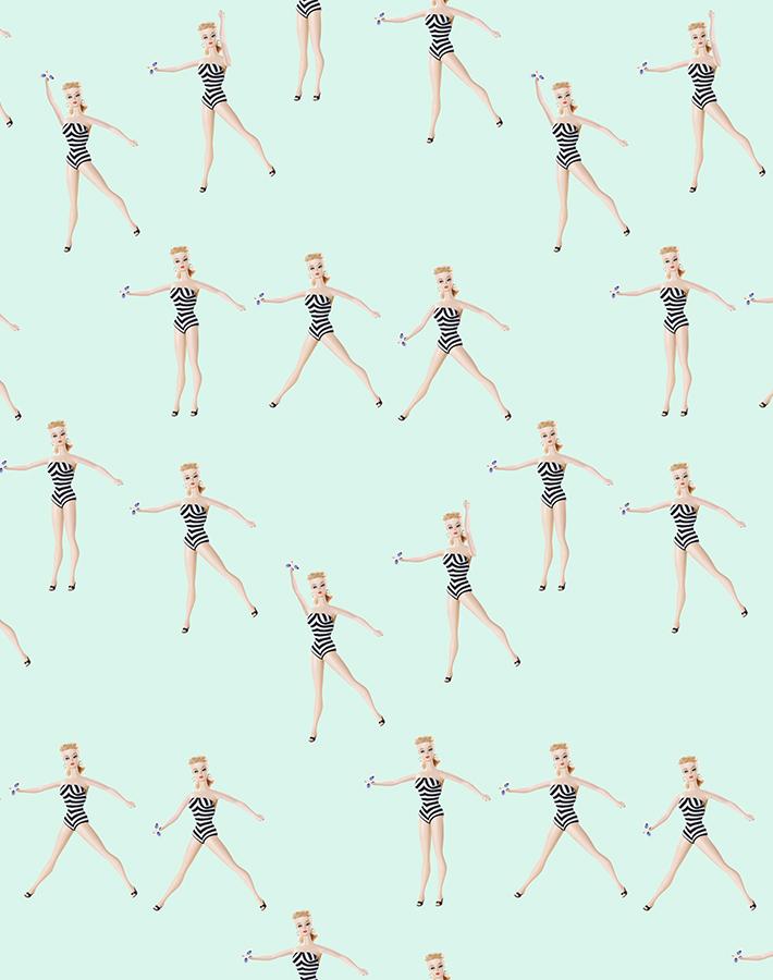 vintage barbie in motion wallpaper by barbie robins egg