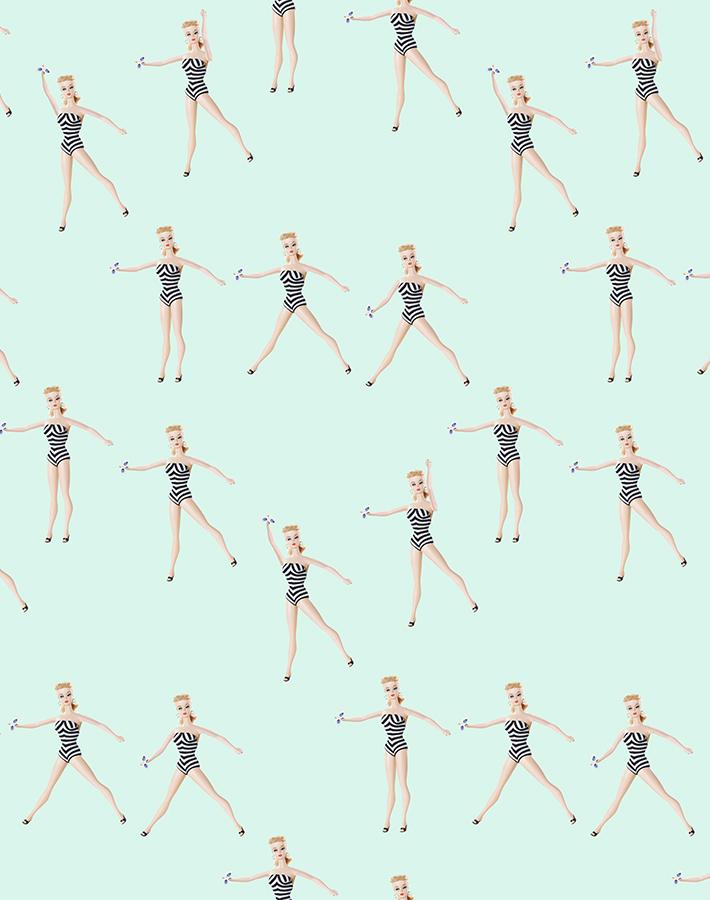 'Vintage Barbie™ in Motion' Wallpaper by Barbie™ - Robins Egg