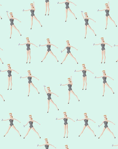 'Vintage Barbie™ in Motion' Wallpaper by Barbie™ - Robins Egg