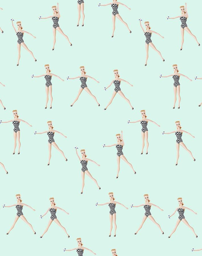 'Vintage Barbie™ in Motion' Wallpaper by Barbie™ - Robins Egg