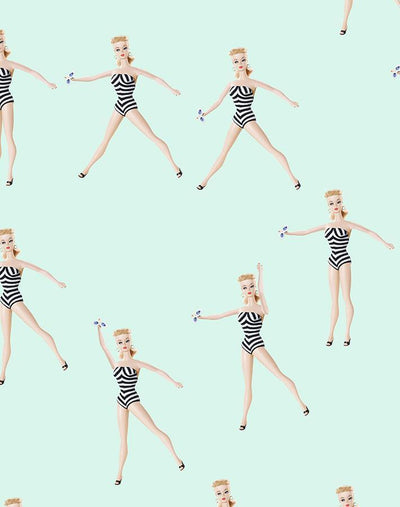 vintage barbie in motion wallpaper by barbie robins egg