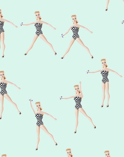 'Vintage Barbie™ in Motion' Wallpaper by Barbie™ - Robins Egg