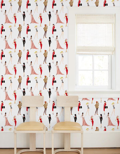 vintage pinstripe wallpaper by barbie pale blue