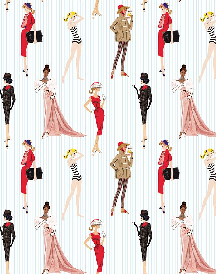 vintage pinstripe wallpaper by barbie pale blue