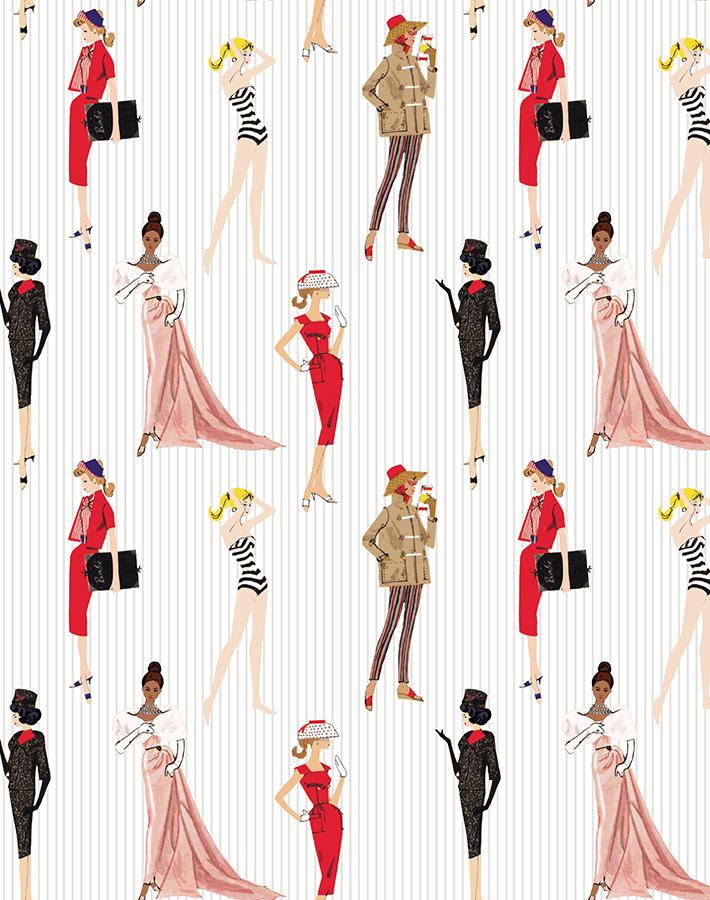 'Vintage Pinstripe' Wallpaper by Barbie™ - Sand