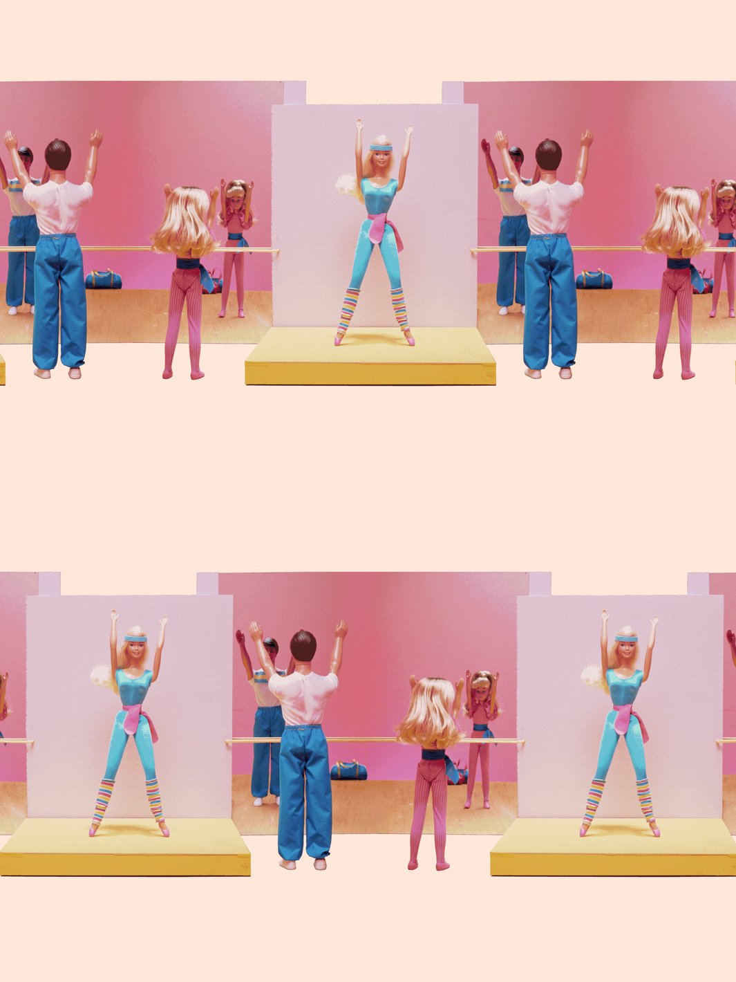 'Workout Barbie™ Horizontal' Wallpaper by Barbie™ - Peach