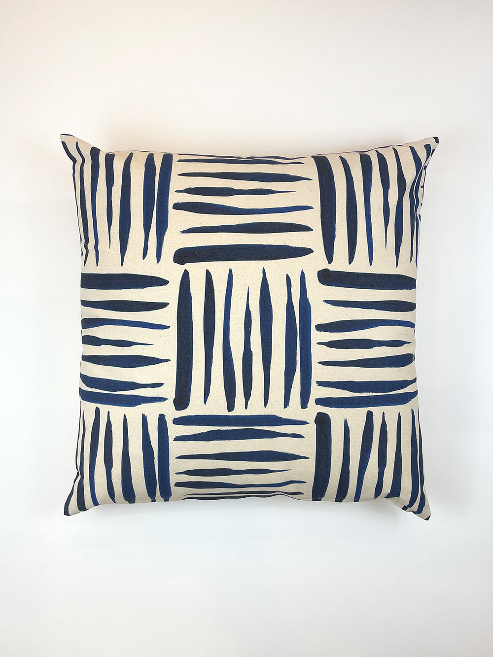 watercolor weave small throw pillow blue on raw canvas