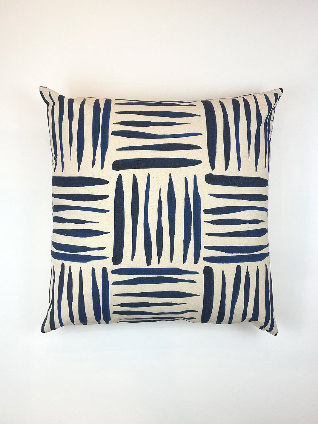 Watercolor Weave Small Throw Pillow Blue on Raw Canvas Home Decor Wallshoppe