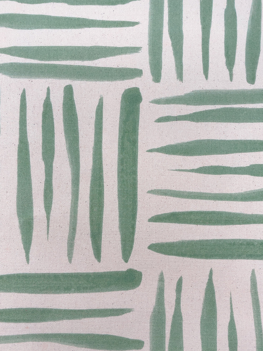 fabric by the yard watercolor weave small green on raw canvas