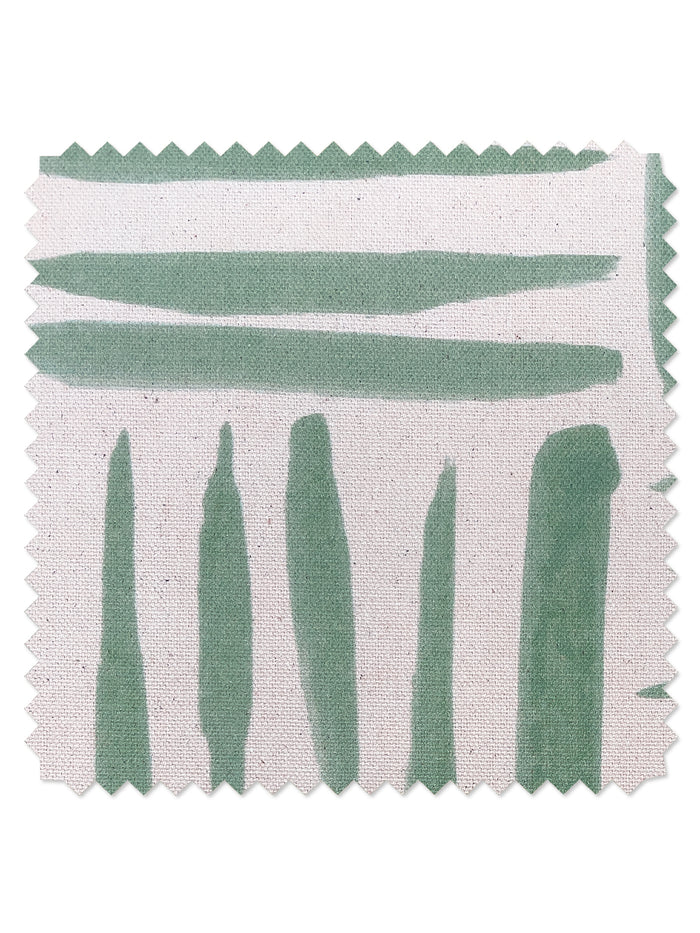 'Watercolor Weave Small' Raw Canvas Fabric by Wallshoppe - Green on Raw Canvas