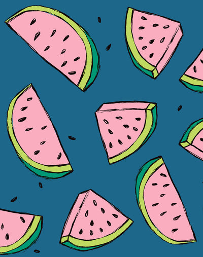 'Watermelon' Wallpaper by Tea Collection - Cadet Blue