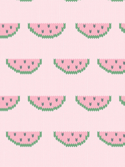 'Watermelon Knit' Wallpaper by Tea Collection - Bubblegum