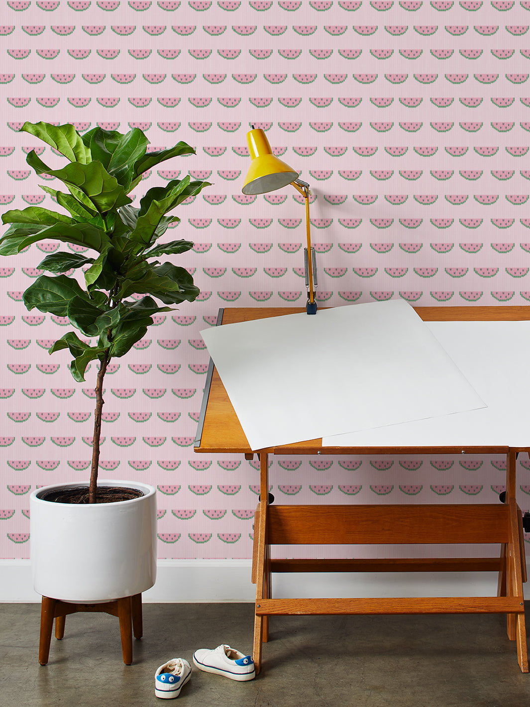 'Watermelon Knit' Wallpaper by Tea Collection - Bubblegum