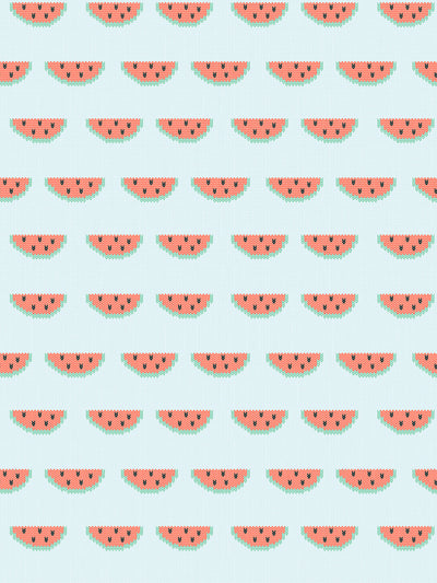 'Watermelon Knit' Wallpaper by Tea Collection - Pale Blue
