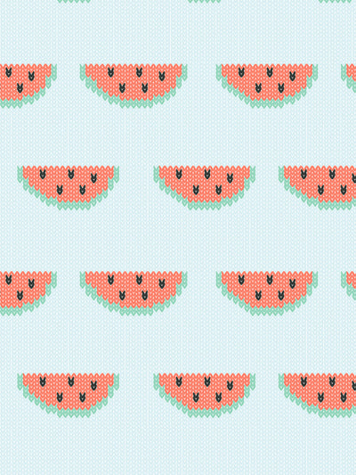'Watermelon Knit' Wallpaper by Tea Collection - Pale Blue