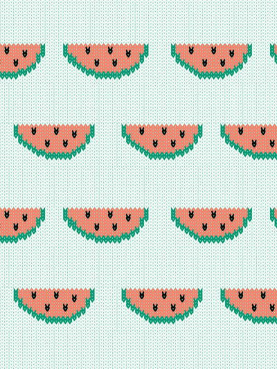 'Watermelon Knit' Wallpaper by Tea Collection - White