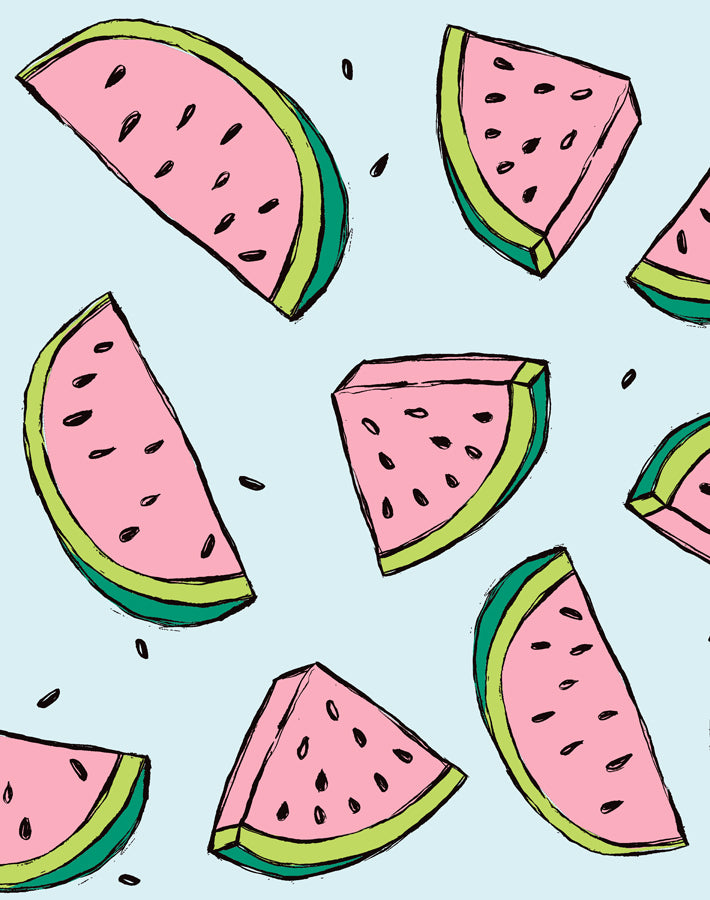 'Watermelon' Wallpaper by Tea Collection - Pale Blue