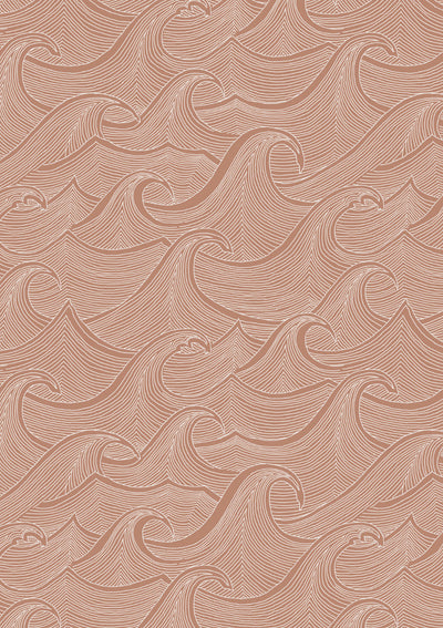 'Waves Two Tone' Wallpaper by Lingua Franca - Clay