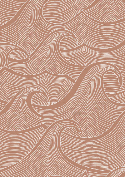 'Waves Two Tone' Wallpaper by Lingua Franca - Clay