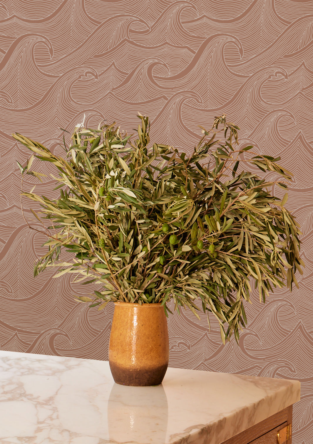 waves two tone wallpaper lingua franca clay