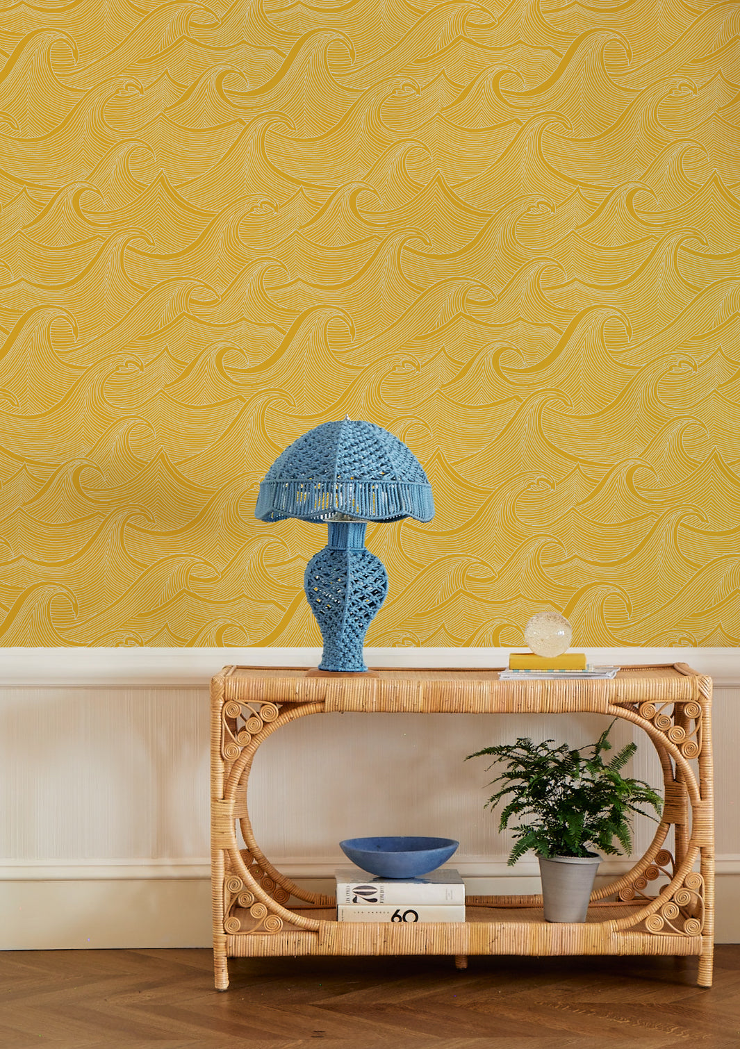 'Waves Two Tone' Wallpaper by Lingua Franca - Gold