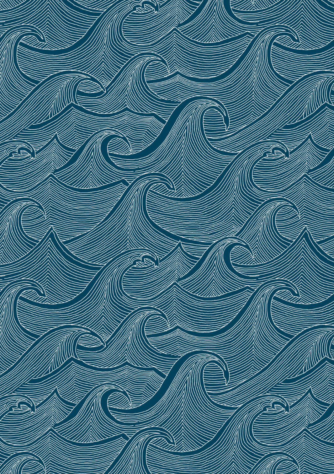 'Waves Two Tone' Wallpaper by Lingua Franca - Indigo