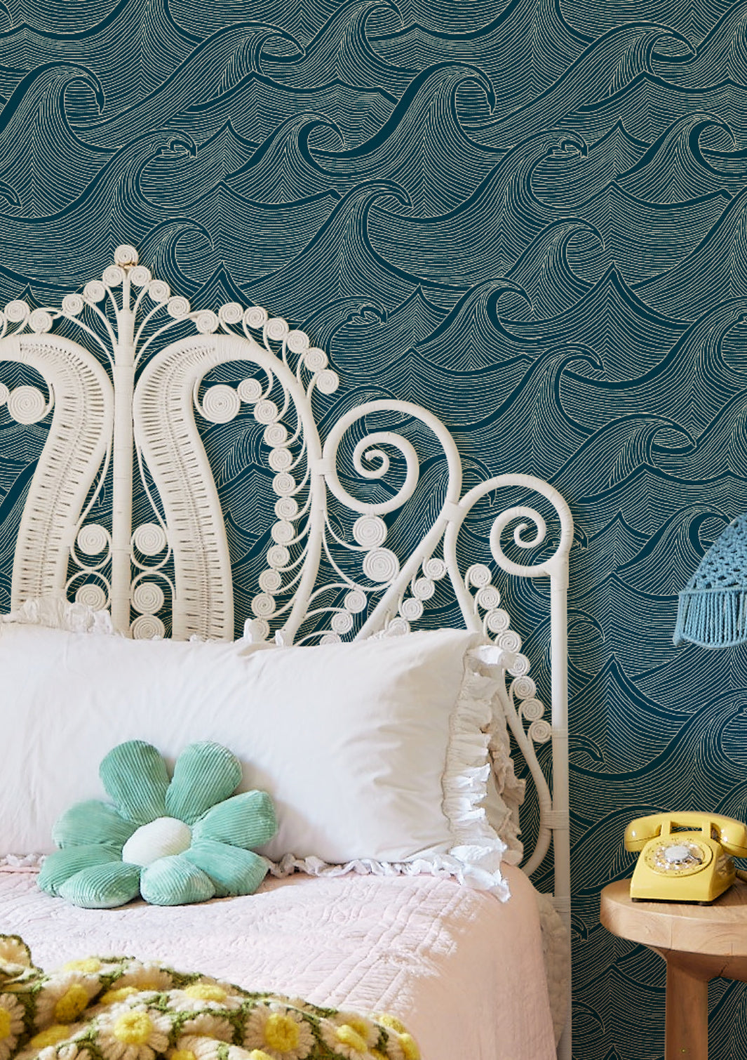 'Waves Two Tone' Wallpaper by Lingua Franca - Indigo