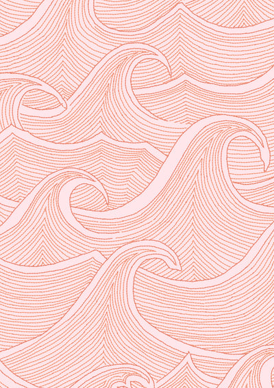 'Waves Two Tone' Wallpaper by Lingua Franca - Persimmon