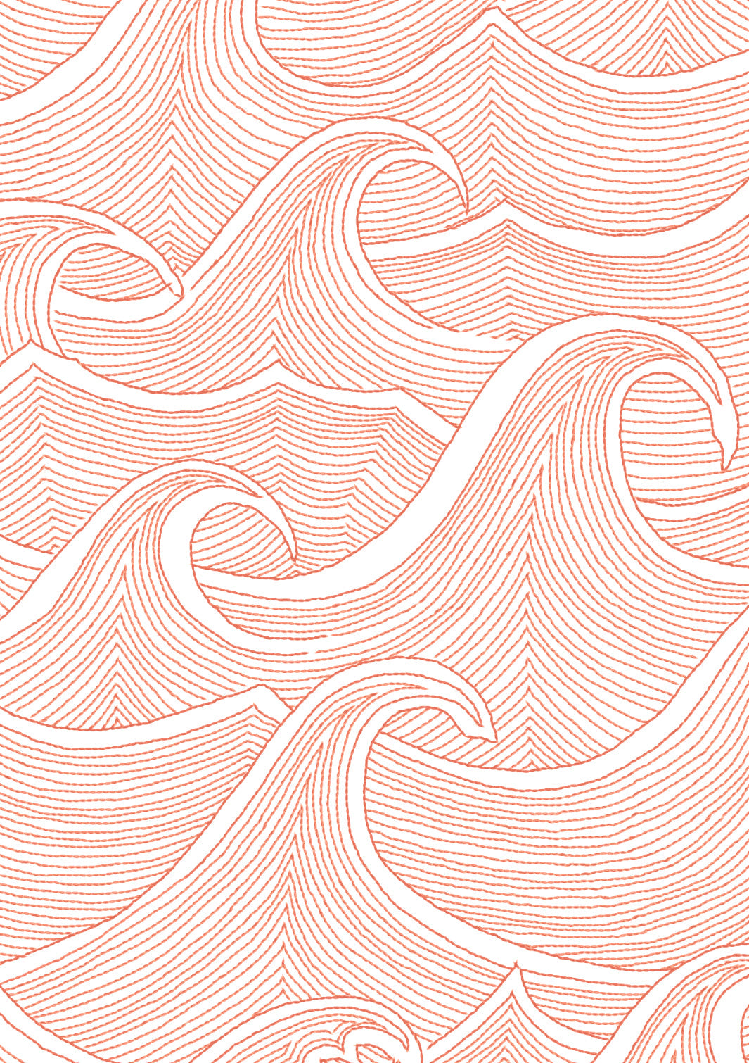 'Waves Two Tone' Wallpaper by Lingua Franca - Persimmon on Ivory