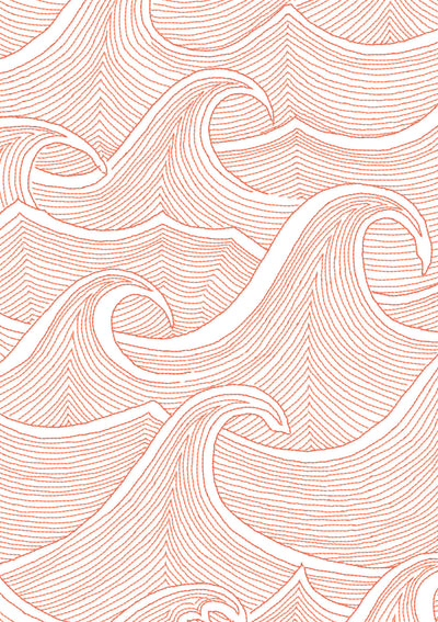 'Waves Two Tone' Wallpaper by Lingua Franca - Persimmon on Ivory
