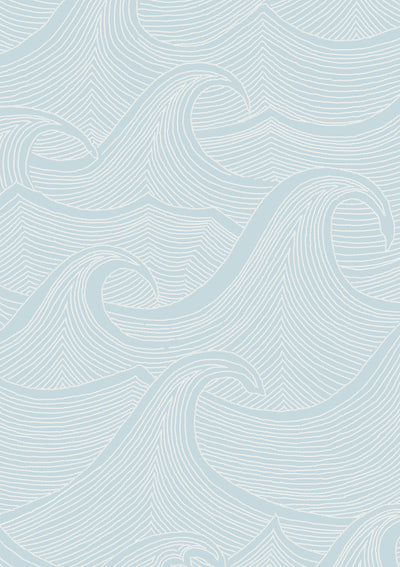 'Waves Two Tone' Wallpaper by Lingua Franca - Seaglass