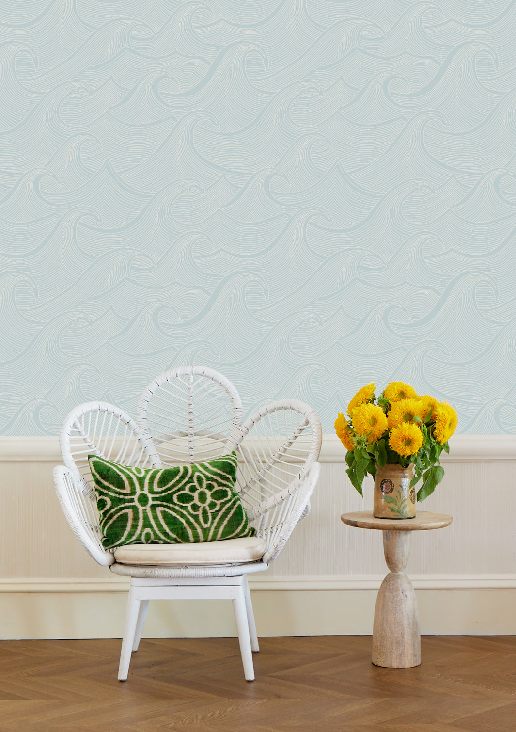 'Waves Two Tone' Wallpaper by Lingua Franca - Seaglass