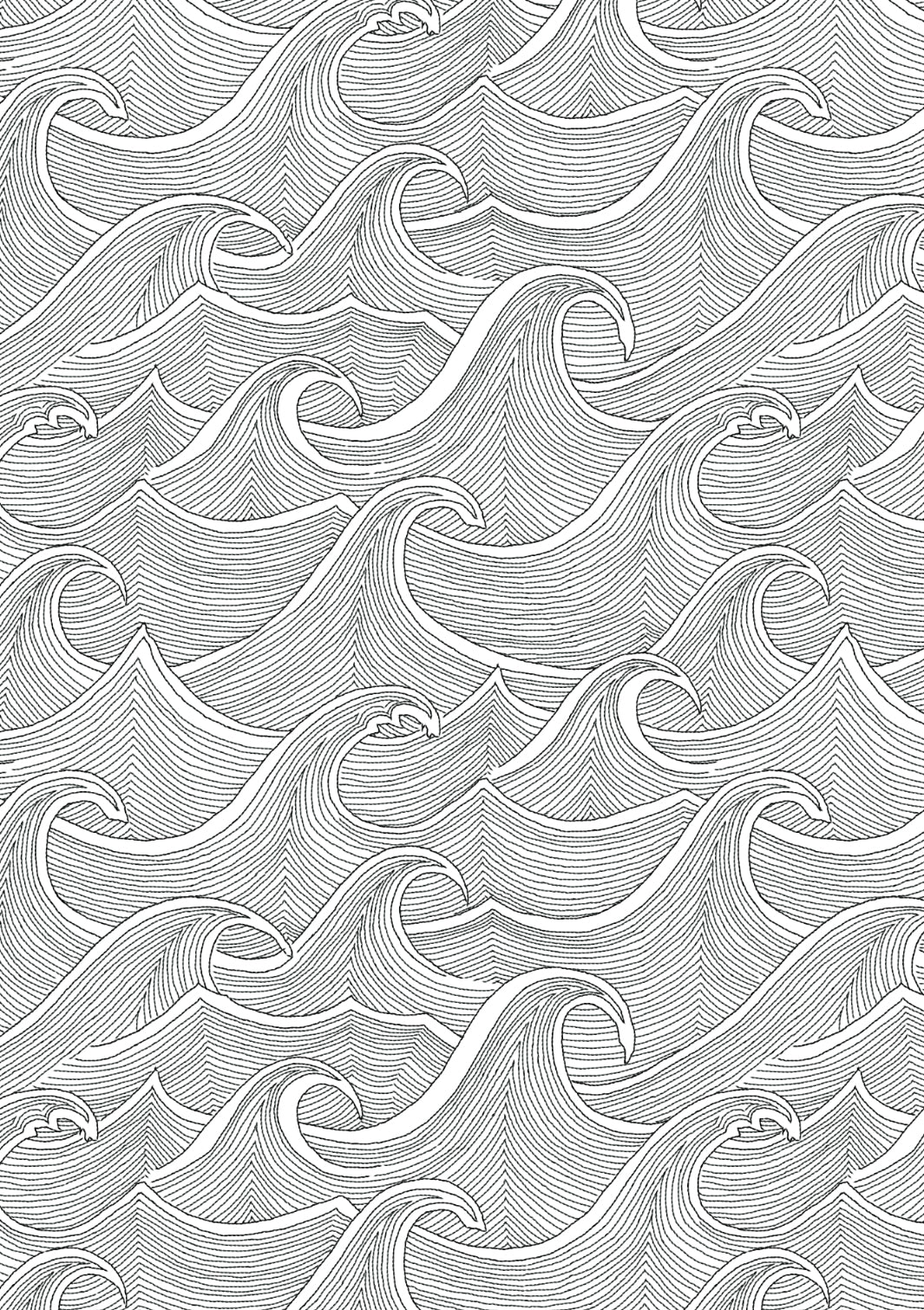'Waves' Wallpaper by Lingua Franca - Black on White
