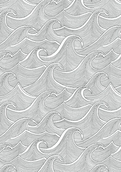 'Waves' Wallpaper by Lingua Franca - Black on White