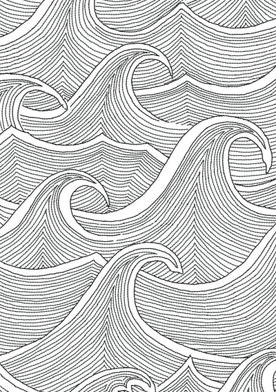 'Waves' Wallpaper by Lingua Franca - Black on White