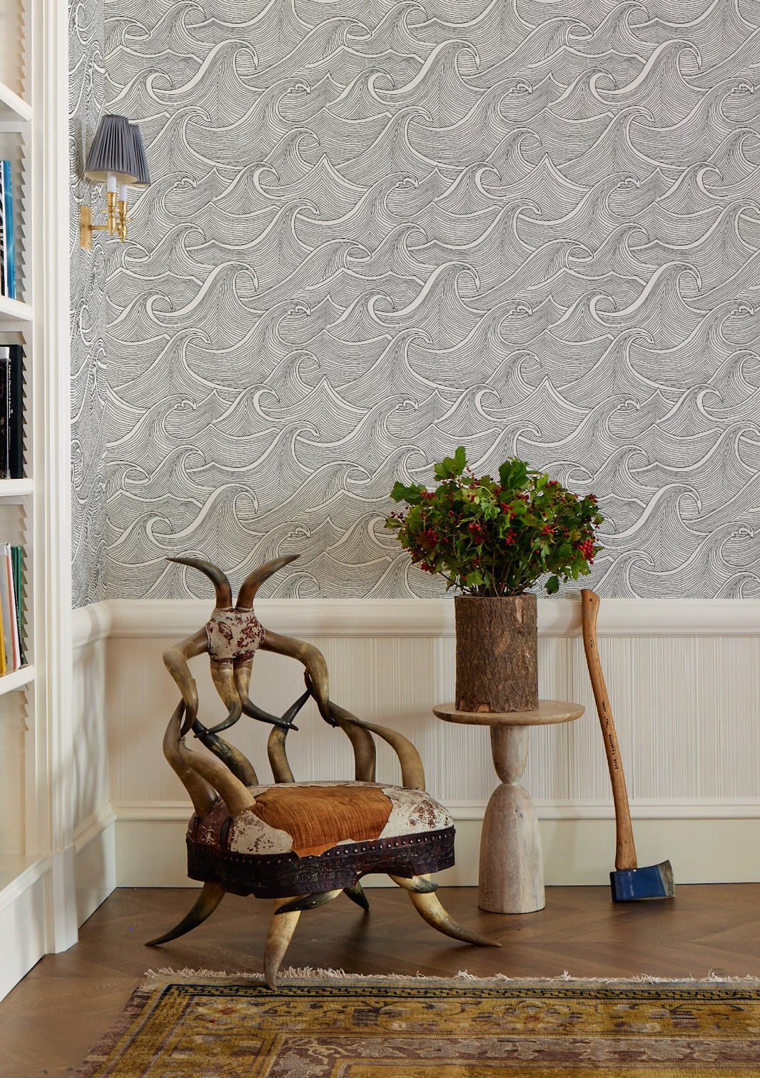 'Waves' Wallpaper by Lingua Franca - Black on White