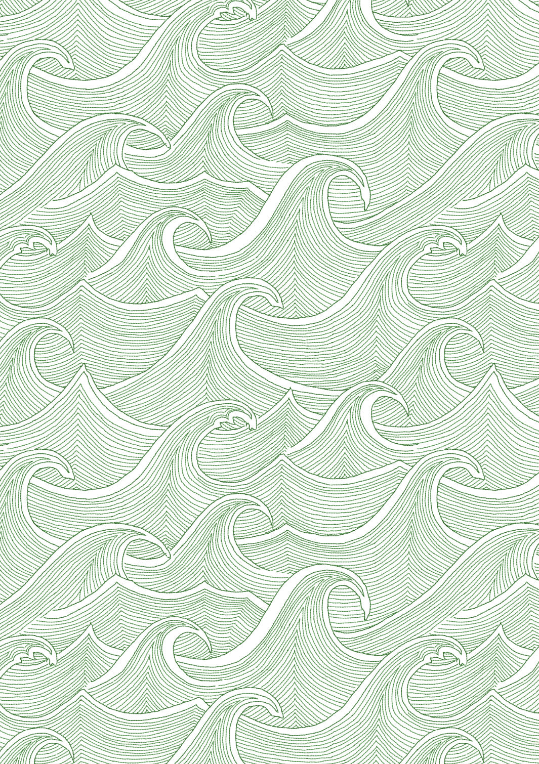 'Waves' Wallpaper by Lingua Franca - Green on White