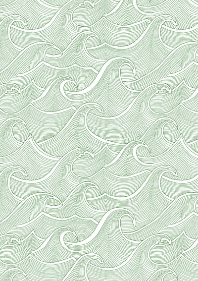 waves wallpaper lingua franca green on white