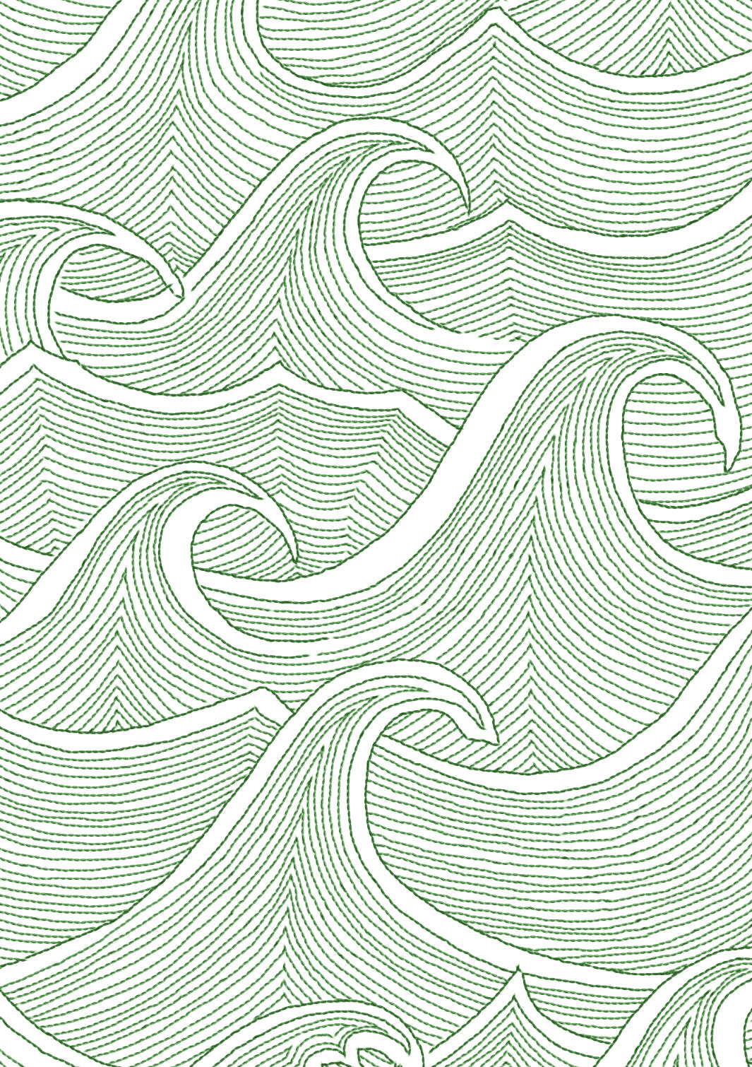 'Waves' Wallpaper by Lingua Franca - Green on White