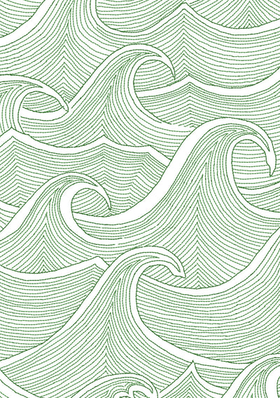 'Waves' Wallpaper by Lingua Franca - Green on White